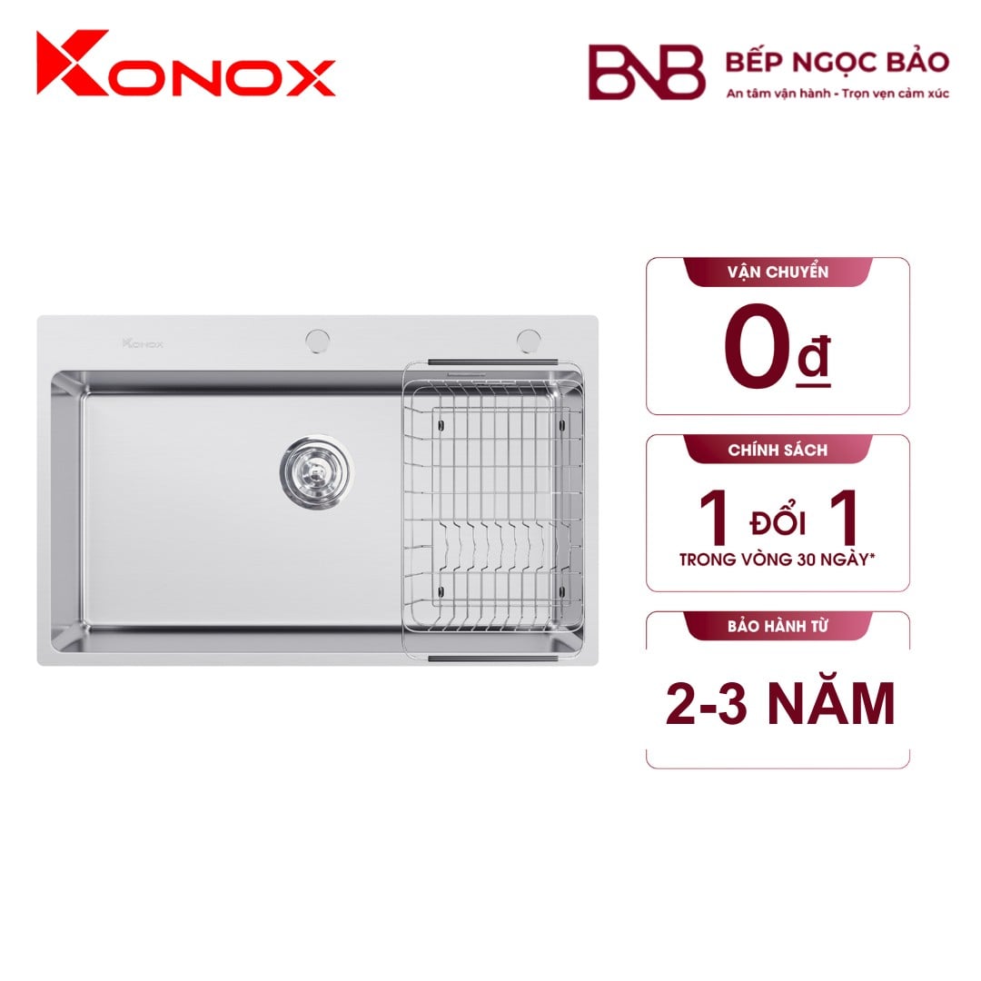 Chậu rửa Konox - 1 hố lắp dương (745×400, AISI 304) BNB1707077