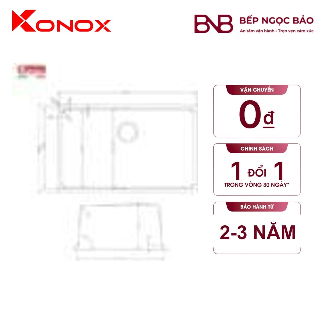 Chậu rửa Konox - 1 hố vuông (720×440) BNB1707089