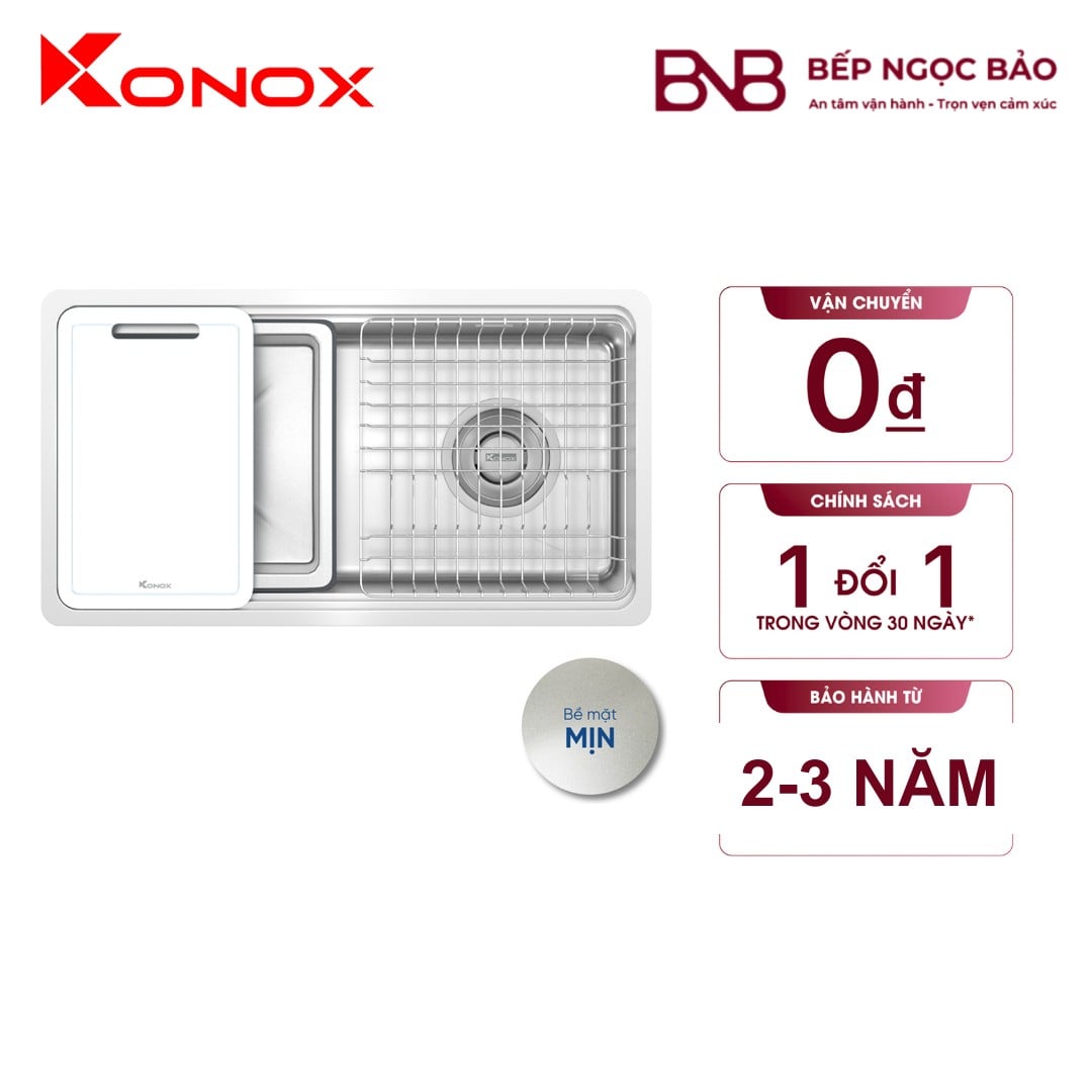 Chậu rửa Konox - 1 hố + thớt (740×390) BNB1707086