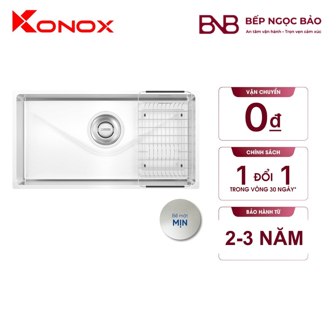 Chậu rửa Konox - 1 hố Inox SUS304 mịn (830×420) BNB1707084