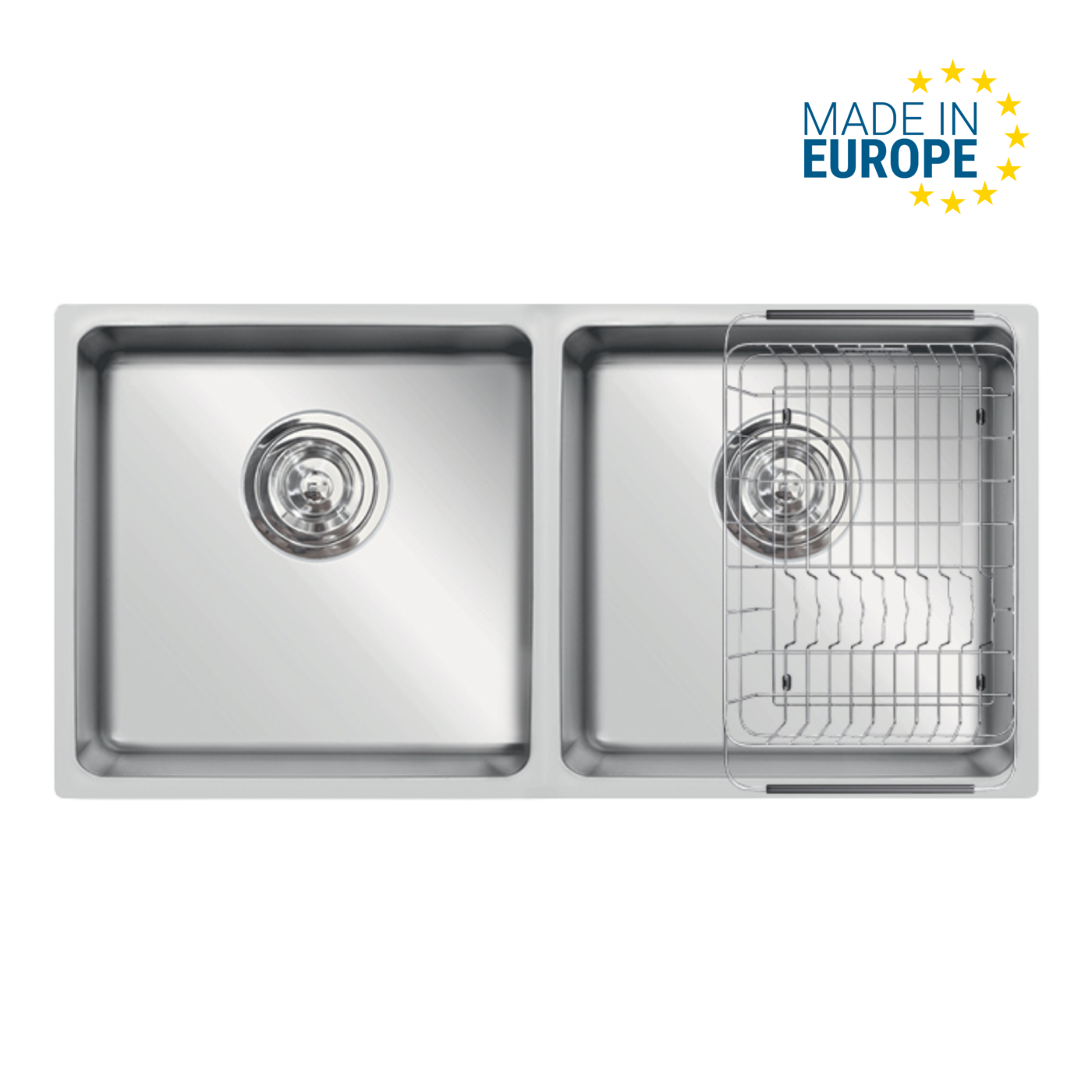 Chậu rửa Konox Vigo 860 - 2 hố lệch (820×400, AISI 304)