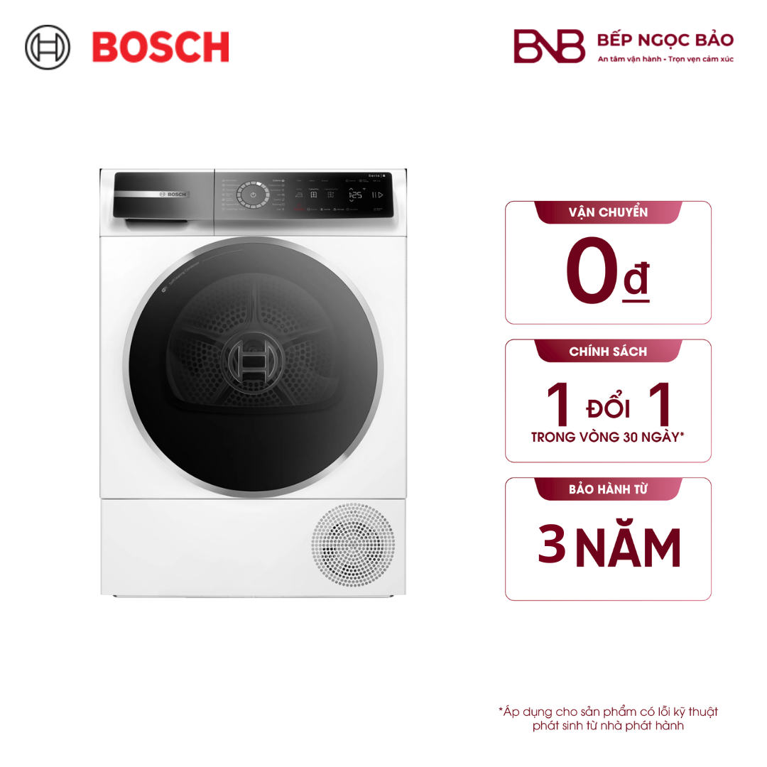Máy sấy bơm nhiệt Bosch WQB245B0SG 9kg - Series 8