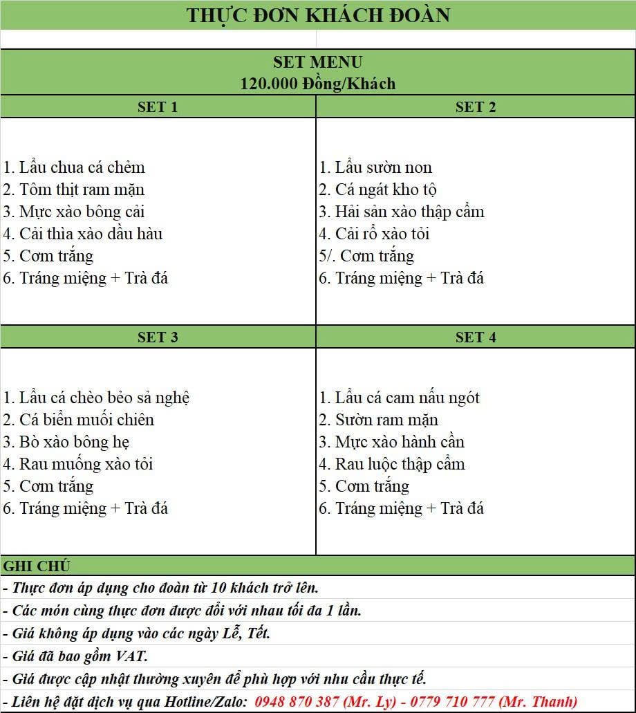  Thực đơn 120 