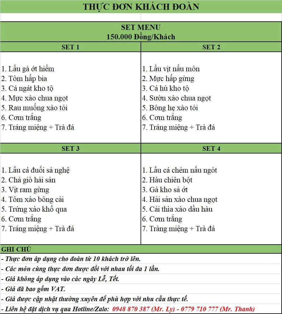  Thực đơn 150 