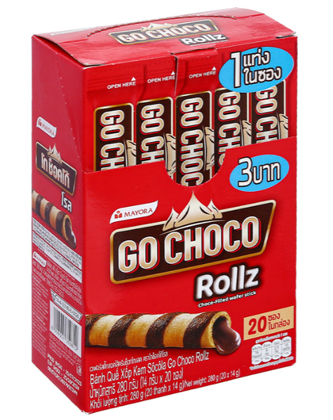  Bánh quế vị kem socola Mayora Go Choco Rollz 