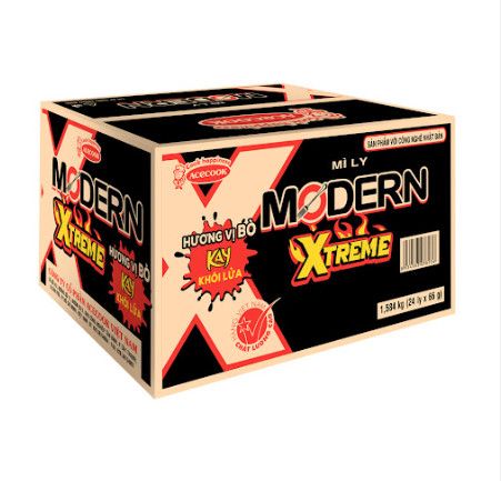 thùng Mì ly Modern xtreme vị bò cay khói 66g 