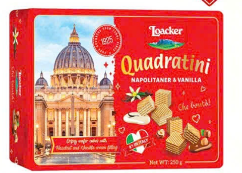  Bánh xốp Loacker Quadratini Napolitaner & Vanilla. 