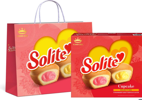  Bánh bông lan tròn solite kem vị dâu & vị bơ sữa 