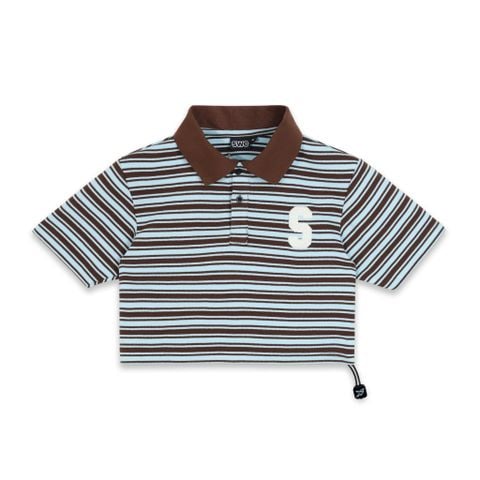  SWE STRIPE CROP POLO - BLUE 