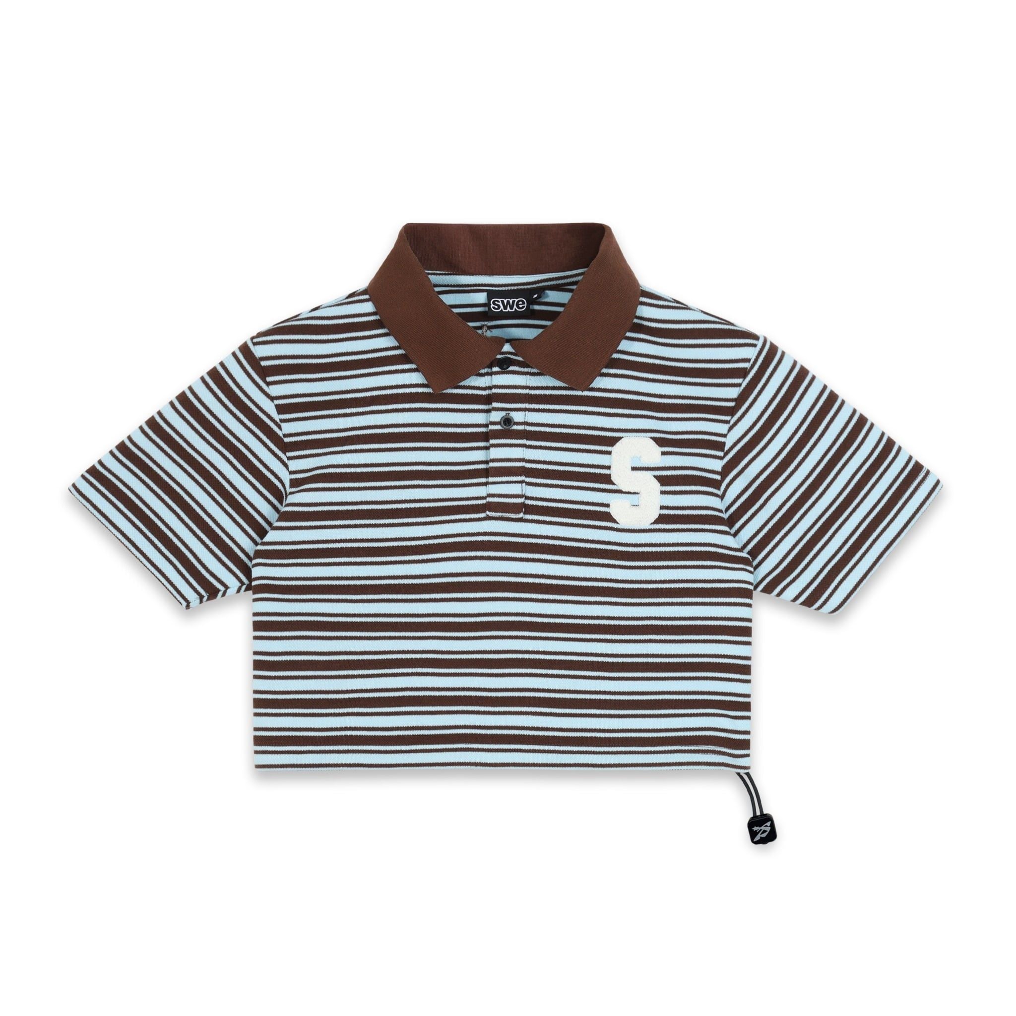  SWE STRIPE CROP POLO - BLUE 