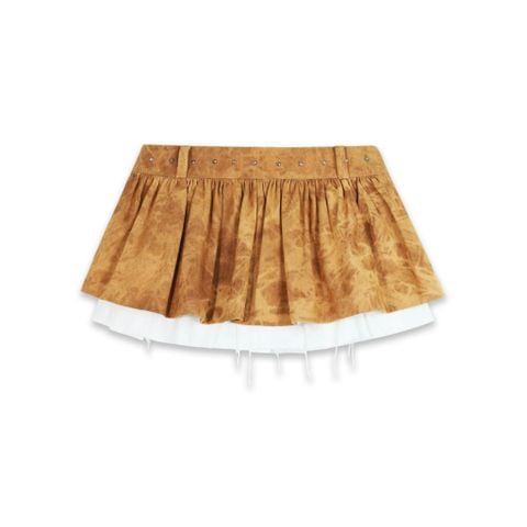  SWE RUSTED LAYER MINI SKIRT - BROWN 