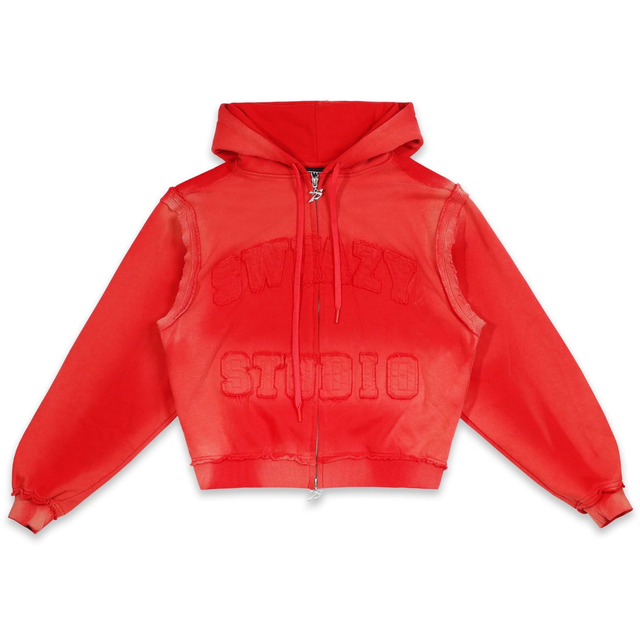  SWE 2 WAY ZIP HOODIE - WASHED RED 