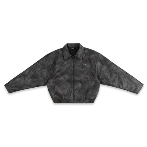  SWE STONEWASHED LEATHER JACKET - BLACK 