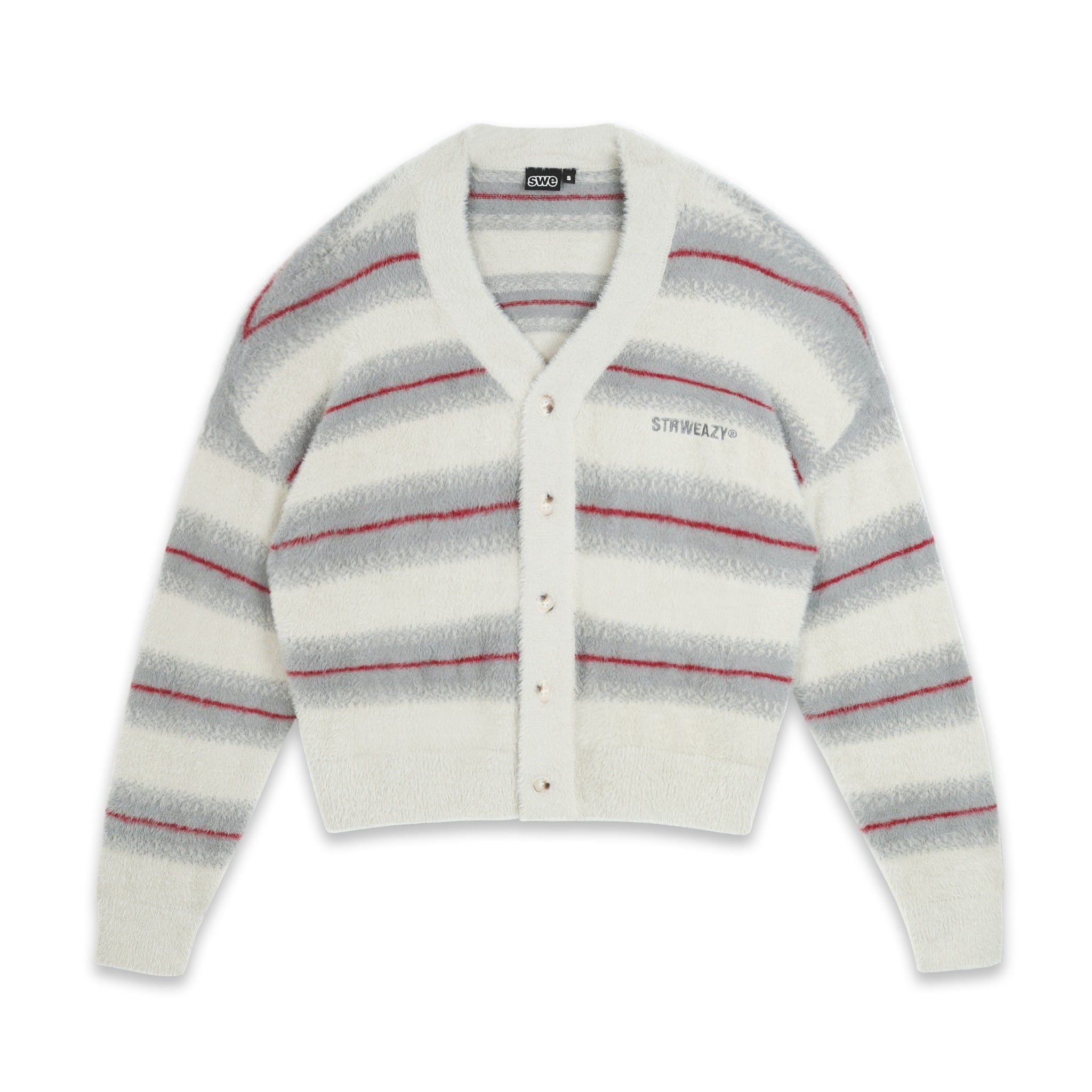 SWE MOHAIR CARDIGAN - STRIPED GRAY 