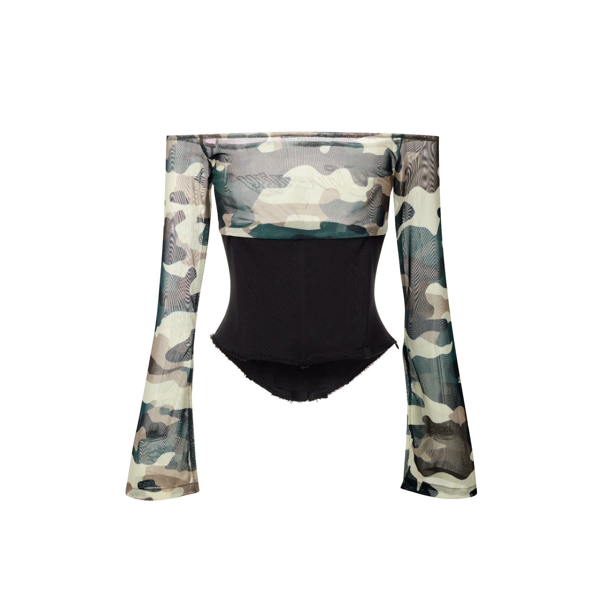  SWE OFF-SHOULDER CORSET TOP - BLACK 