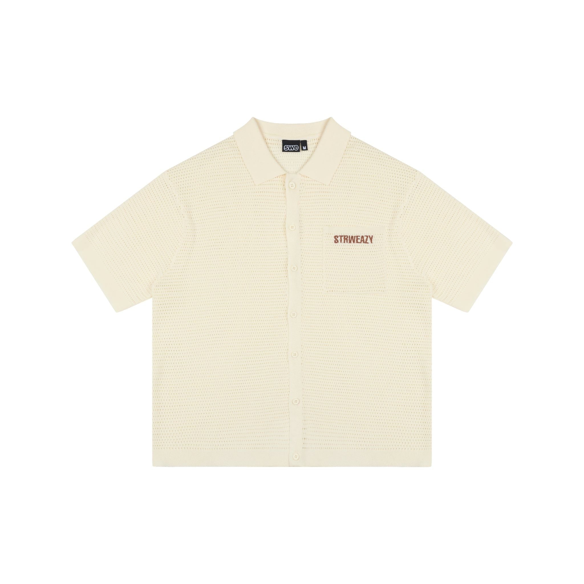  SWE CROCHET KNIT SHIRT - CREAM 