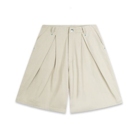  SWE PLEATED WIDE SHORTS - BEIGE 