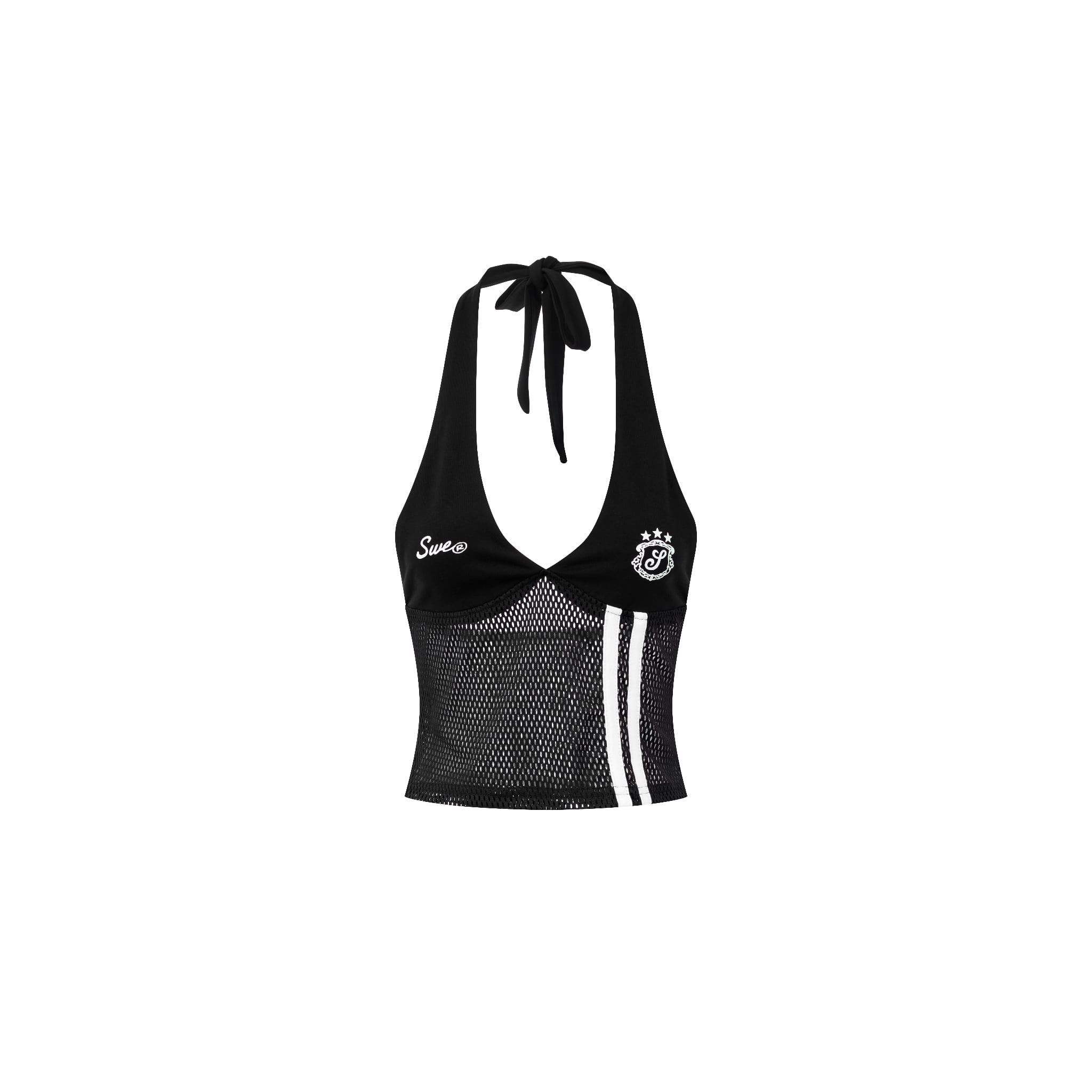  SWE HALTER MESH TOP - BLACK 