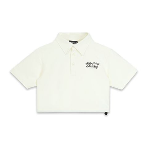  SWE SCRIPT CROP POLO - IVORY 