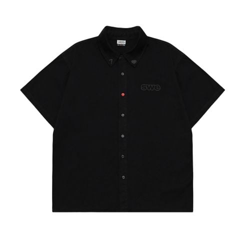  SWE RED BUTTON SHIRT - BLACK 