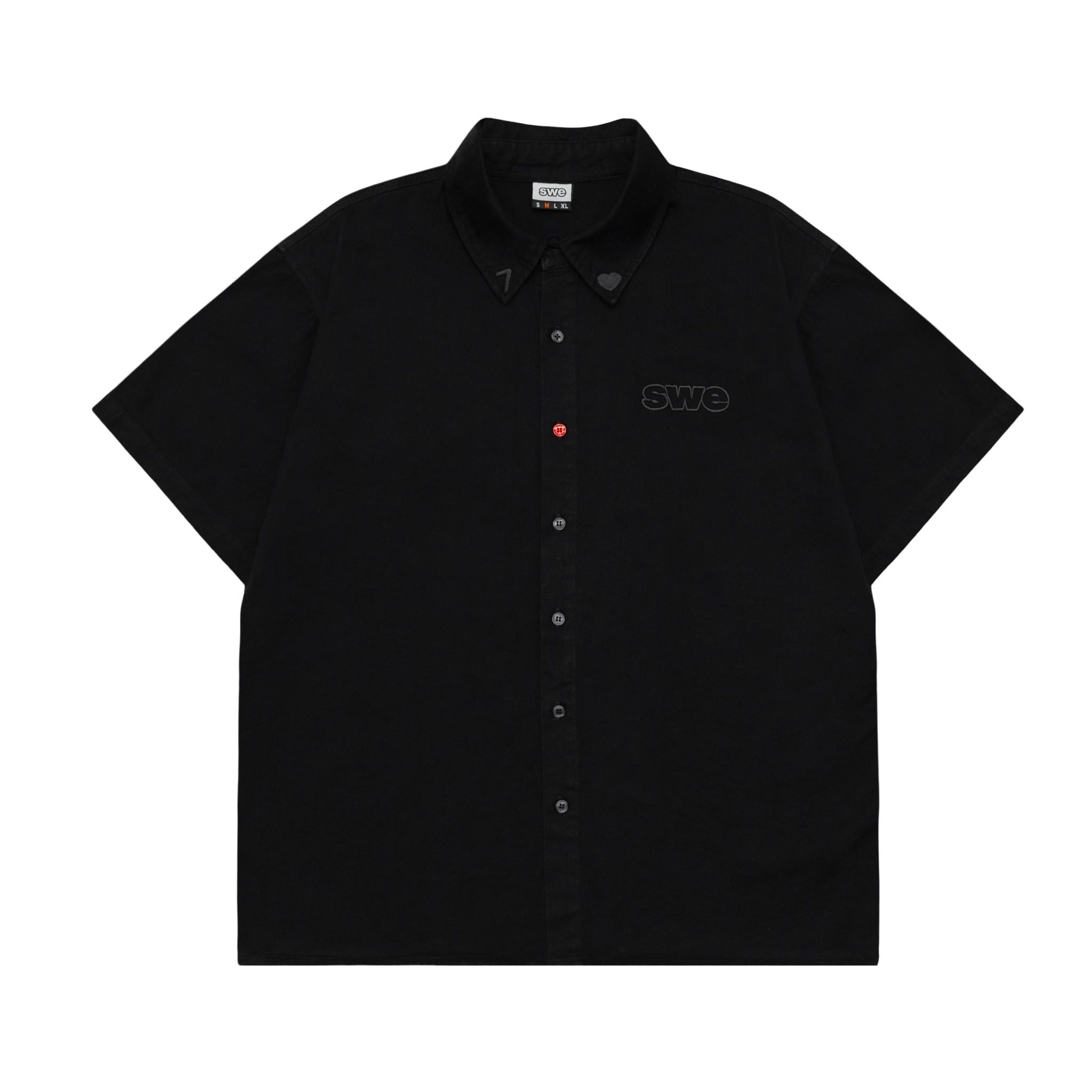  SWE RED BUTTON SHIRT - BLACK 