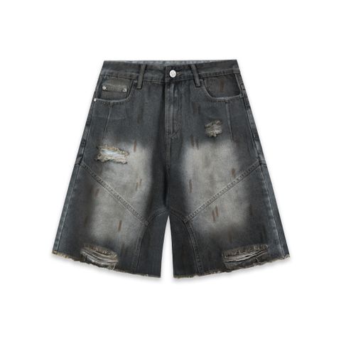  SWE INTERCUT DENIM SHORTS - WASHED BLACK 