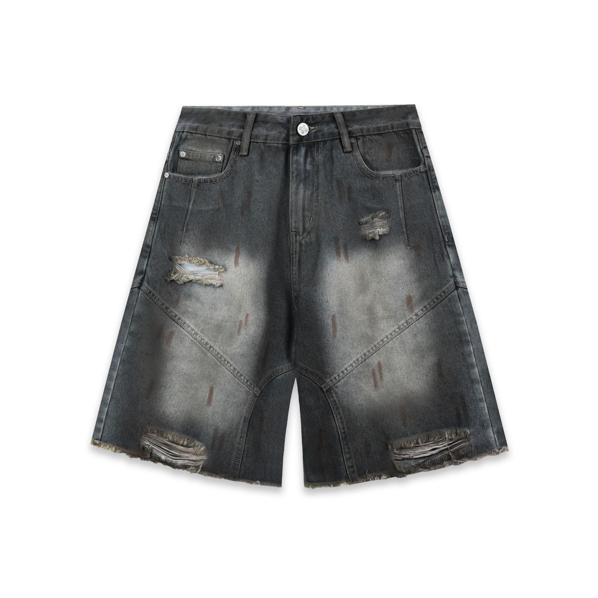  SWE INTERCUT DENIM SHORTS - WASHED BLACK 