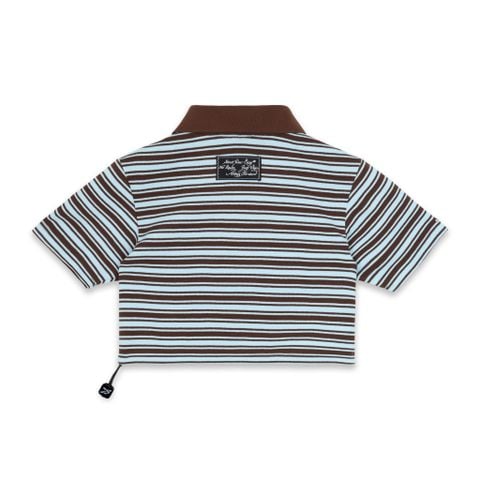  SWE STRIPE CROP POLO - BLUE 