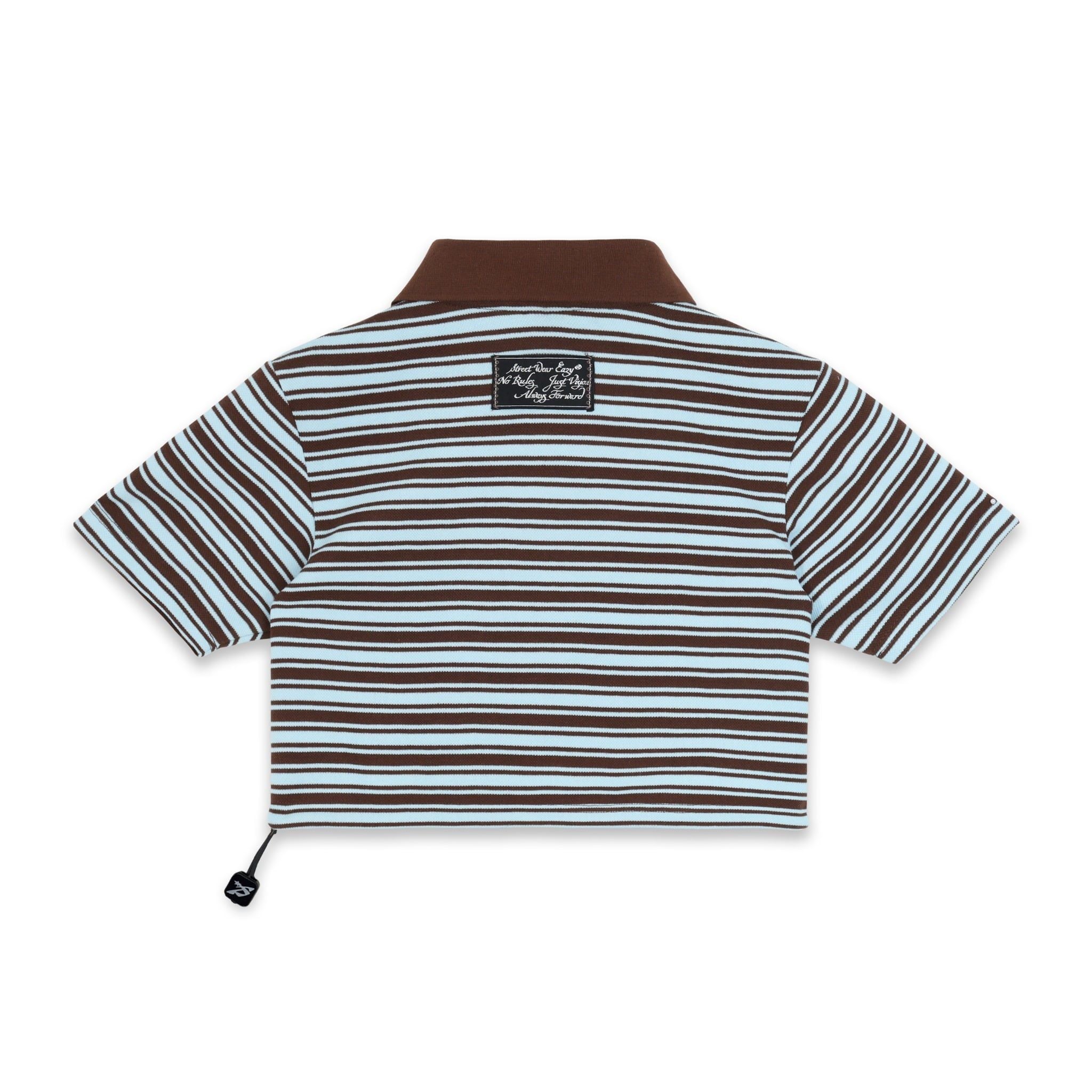 SWE STRIPE CROP POLO - BLUE 