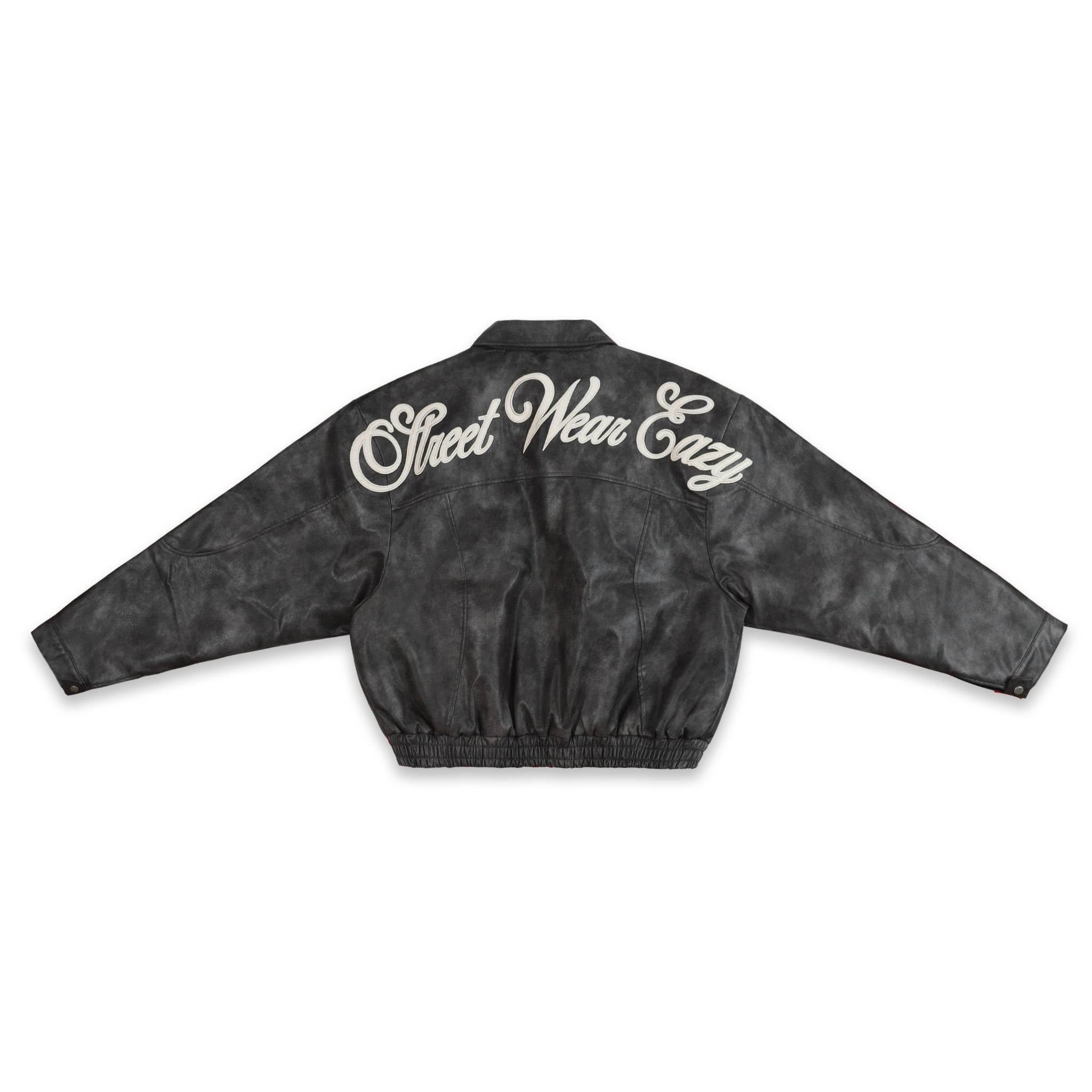  SWE STONEWASHED LEATHER JACKET - BLACK 