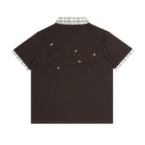  SWE PLAID POLO - BROWN 