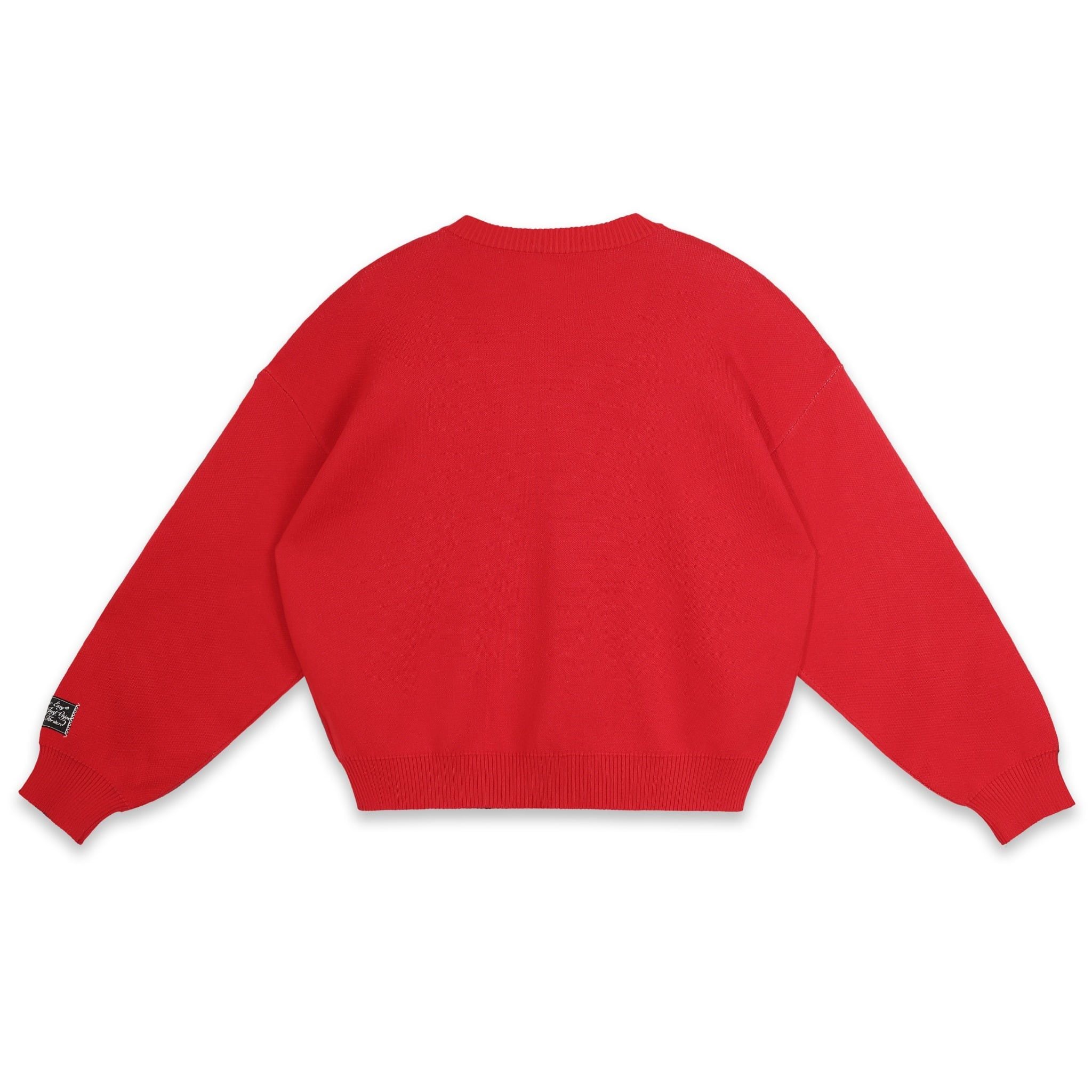  SWE PINNED LOVE KNIT SWEATER - RED 