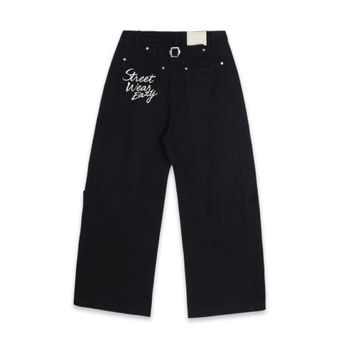  SWE BELTED WIDE PANTS - BLACK 