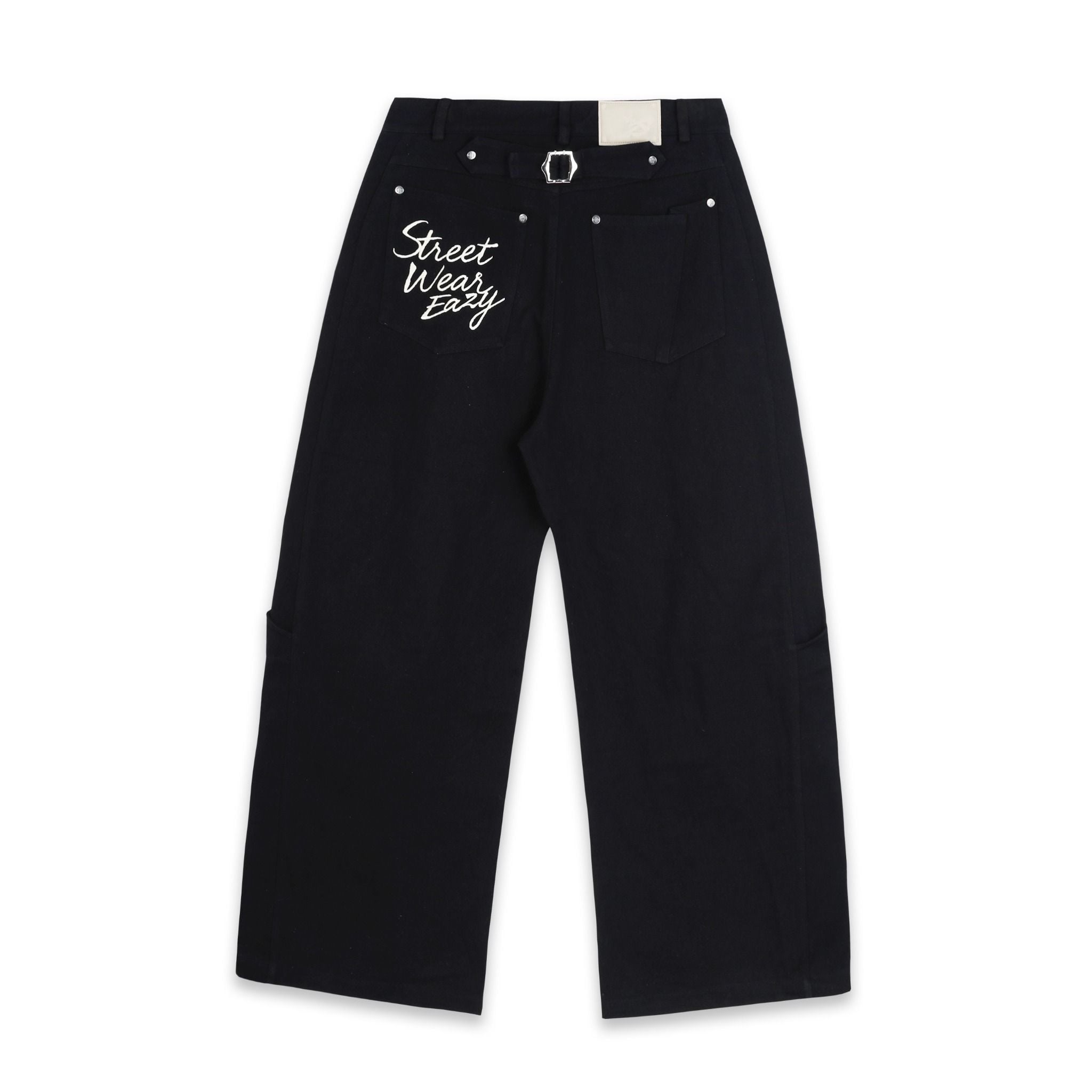  SWE BELTED WIDE PANTS - BLACK 