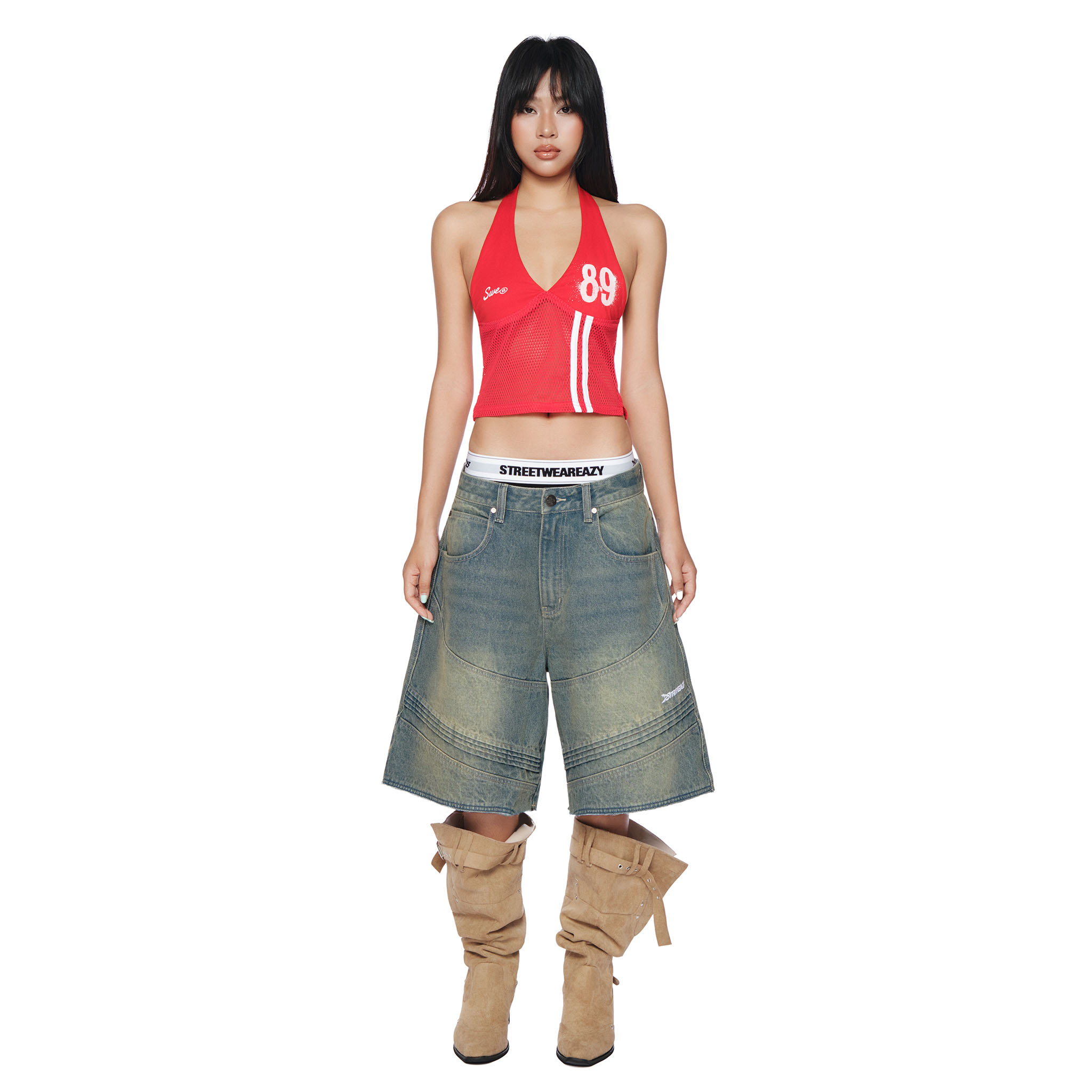  SWE HALTER MESH TOP - RED 