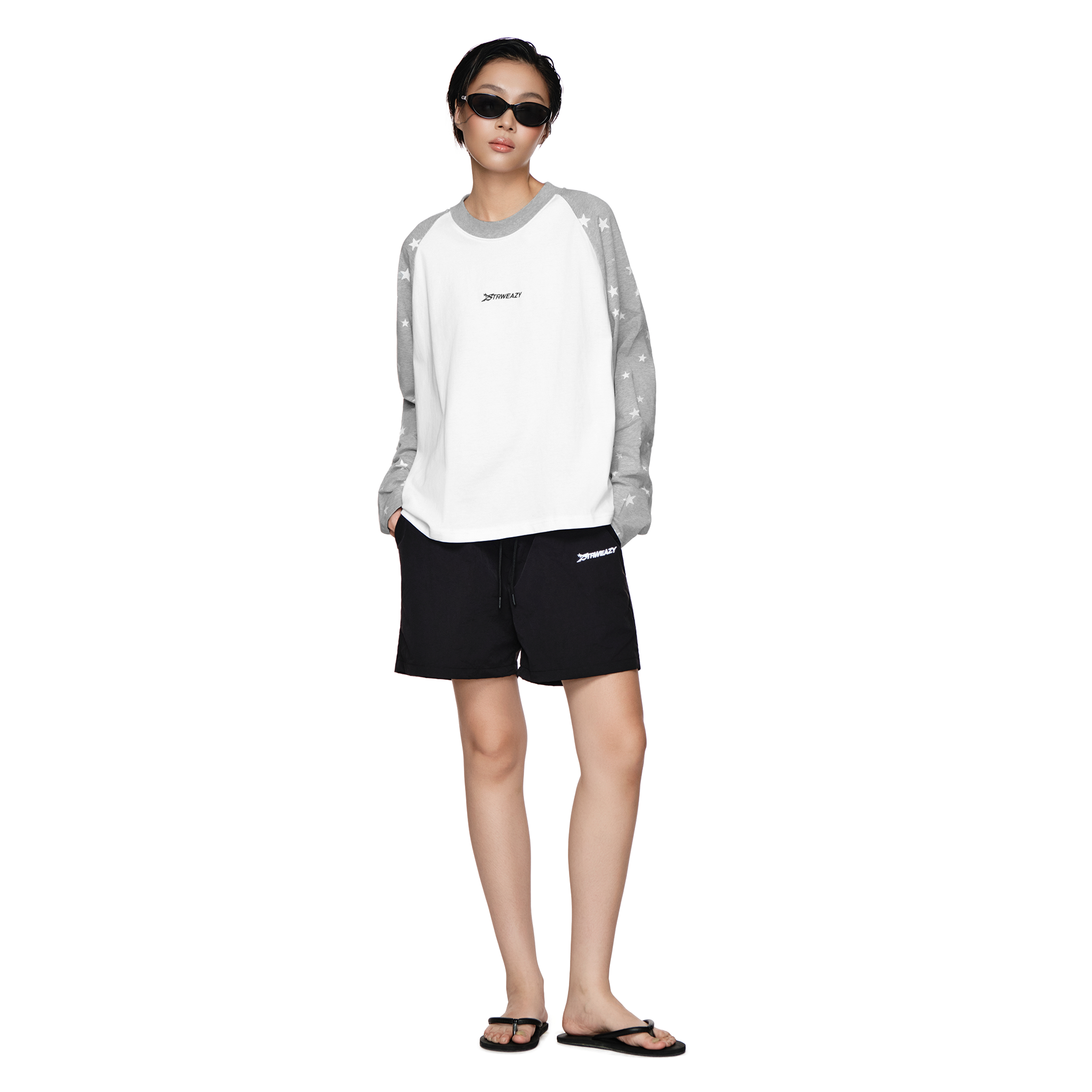  SWE STARFALL BOXY L/S TEE - GRAY/WHITE 