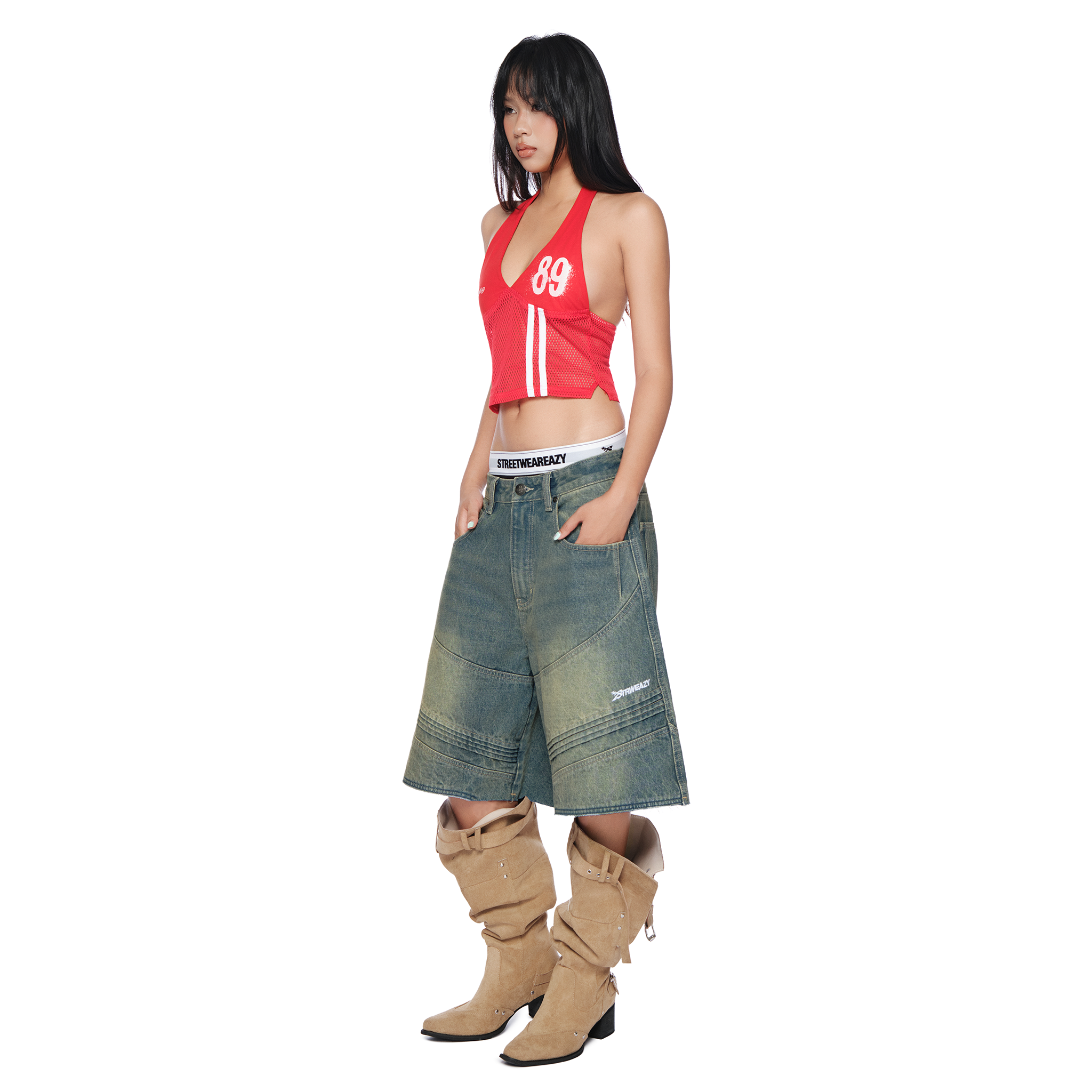  SWE HALTER MESH TOP - RED 