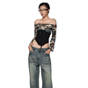  SWE OFF-SHOULDER CORSET TOP - BLACK 