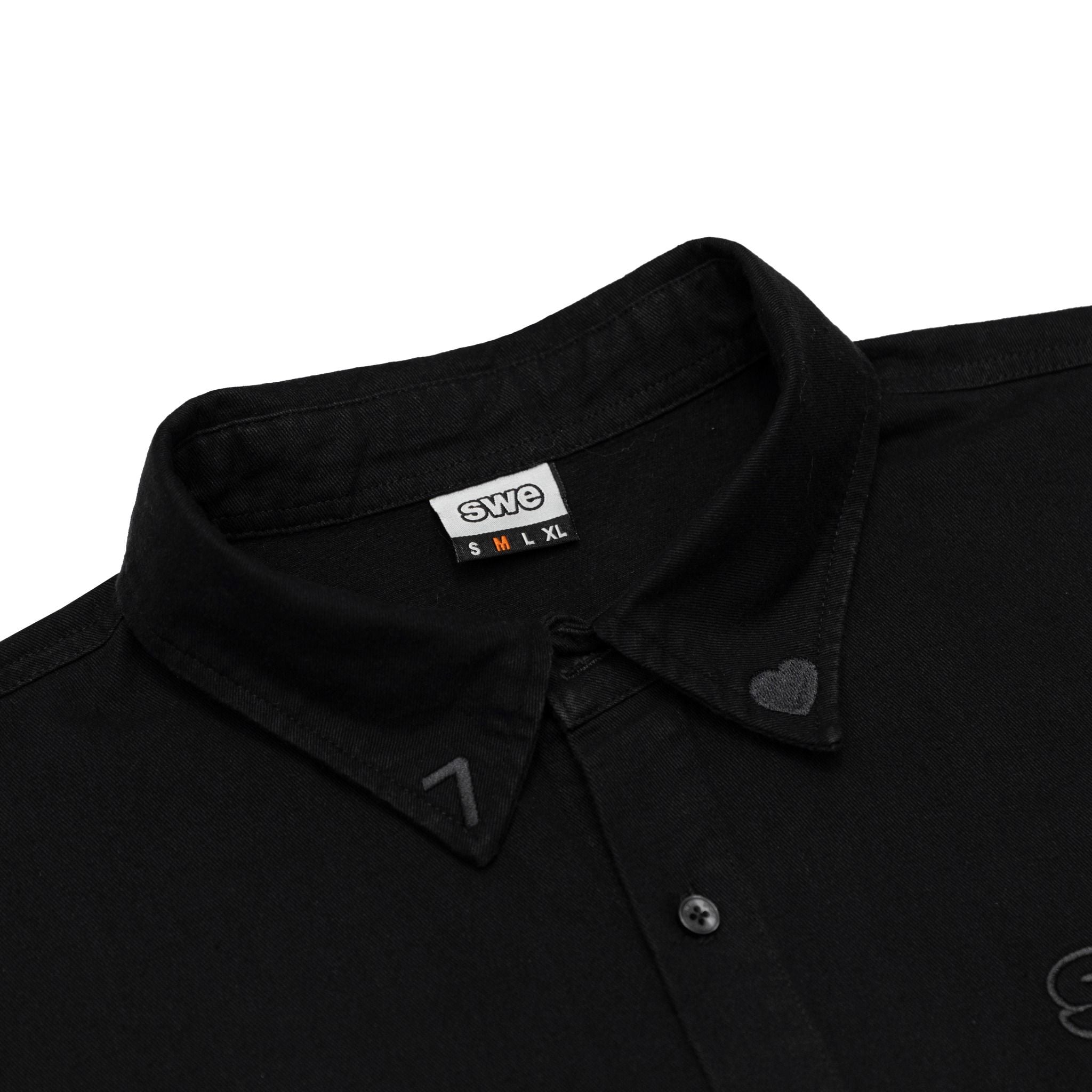  SWE RED BUTTON SHIRT - BLACK 