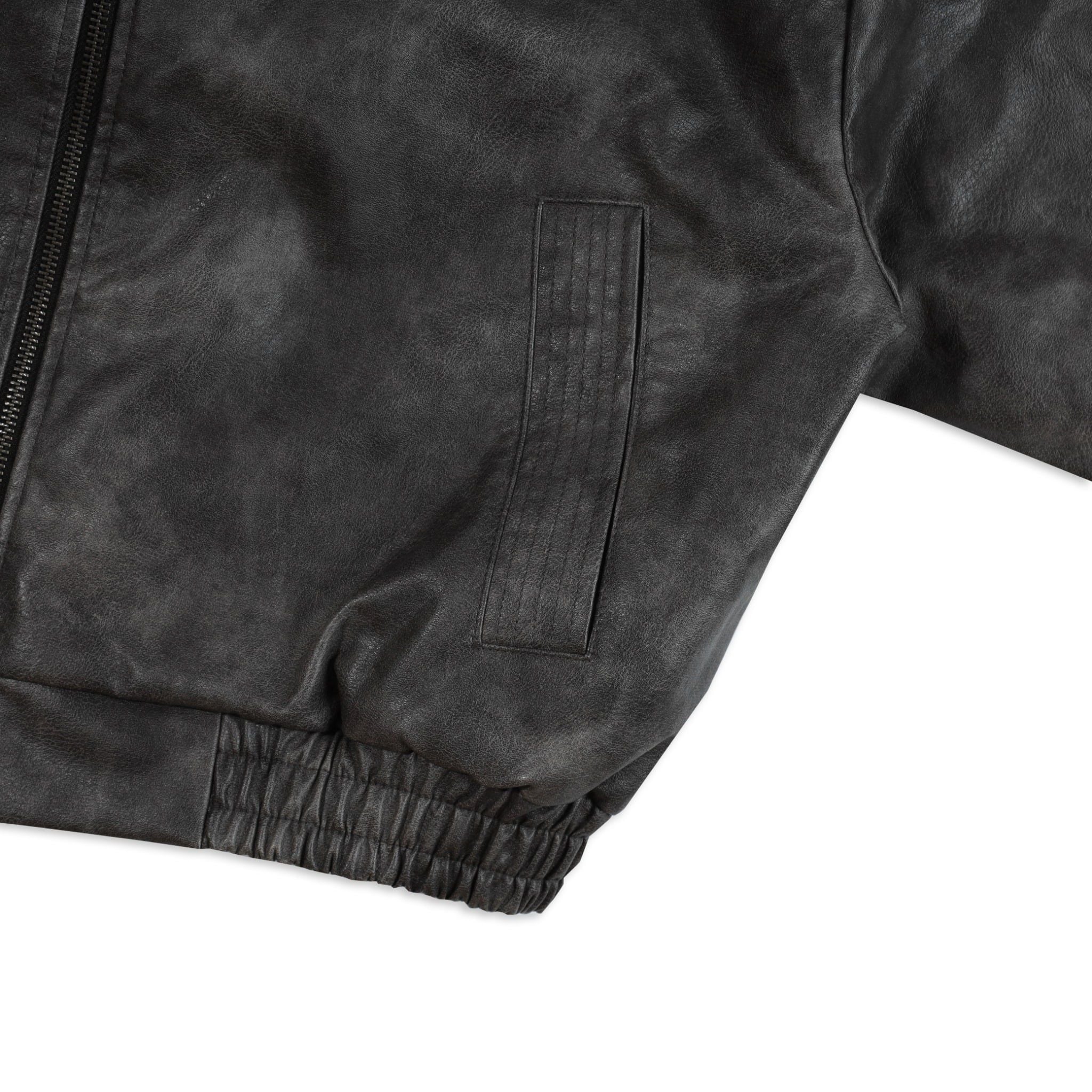  SWE STONEWASHED LEATHER JACKET - BLACK 