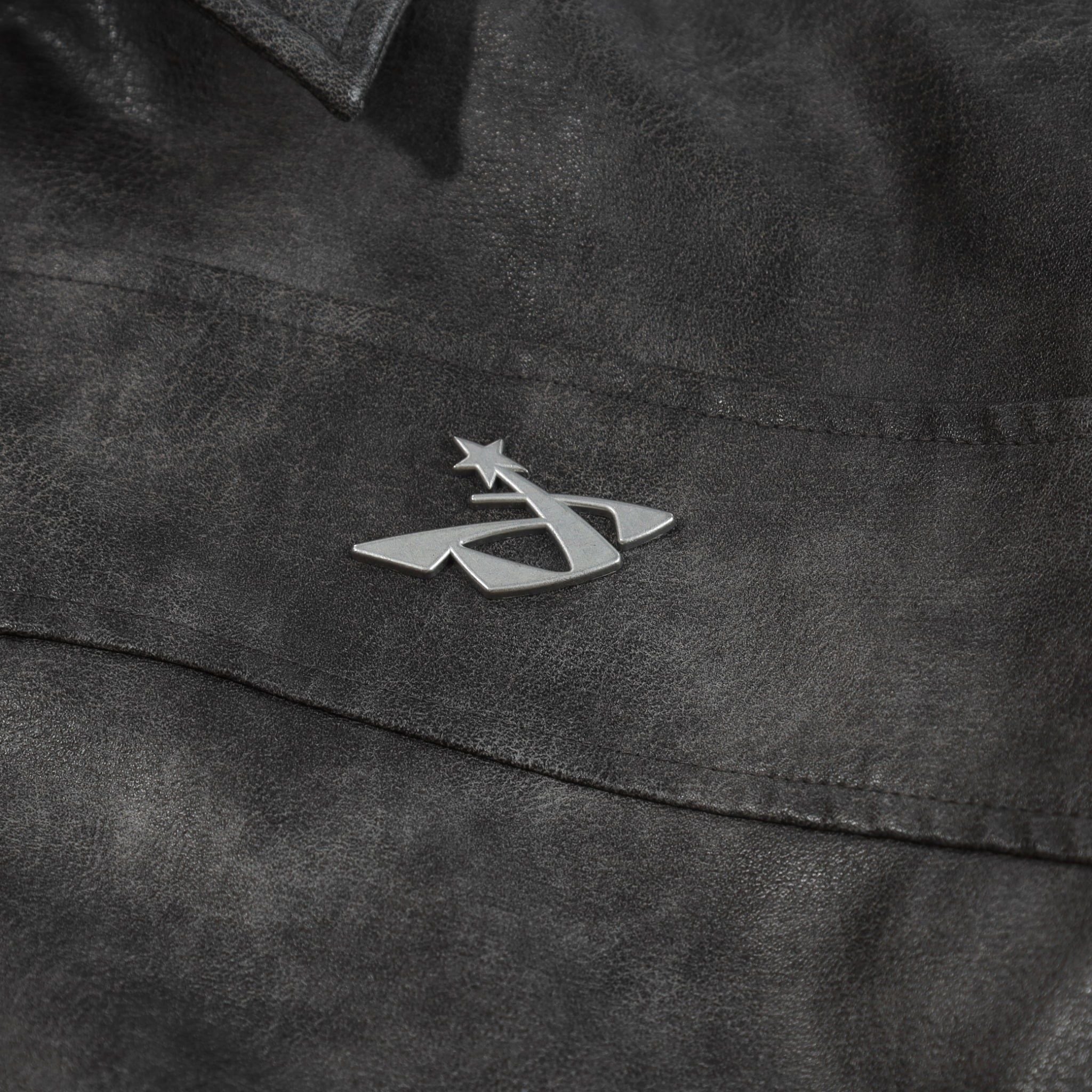  SWE STONEWASHED LEATHER JACKET - BLACK 