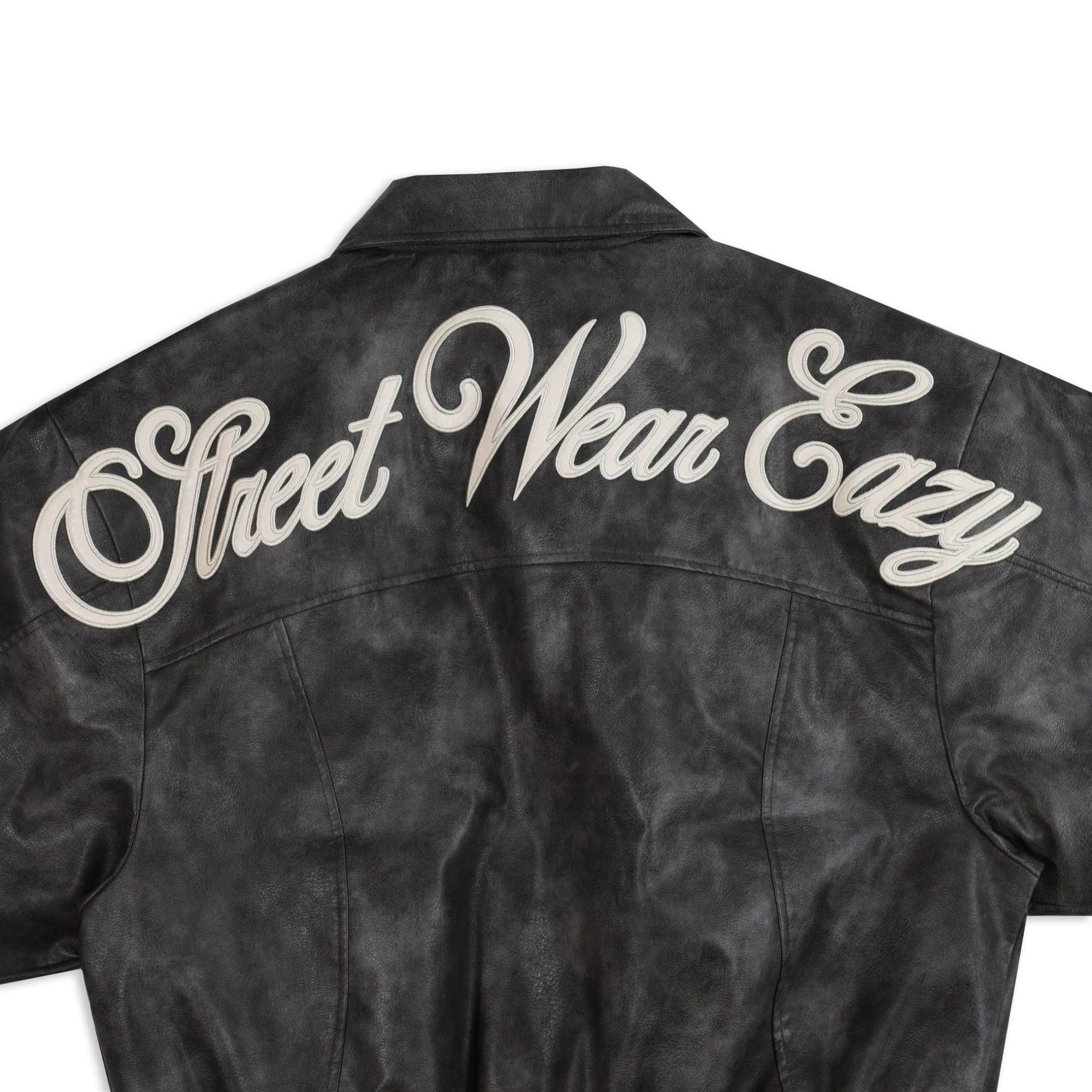  SWE STONEWASHED LEATHER JACKET - BLACK 