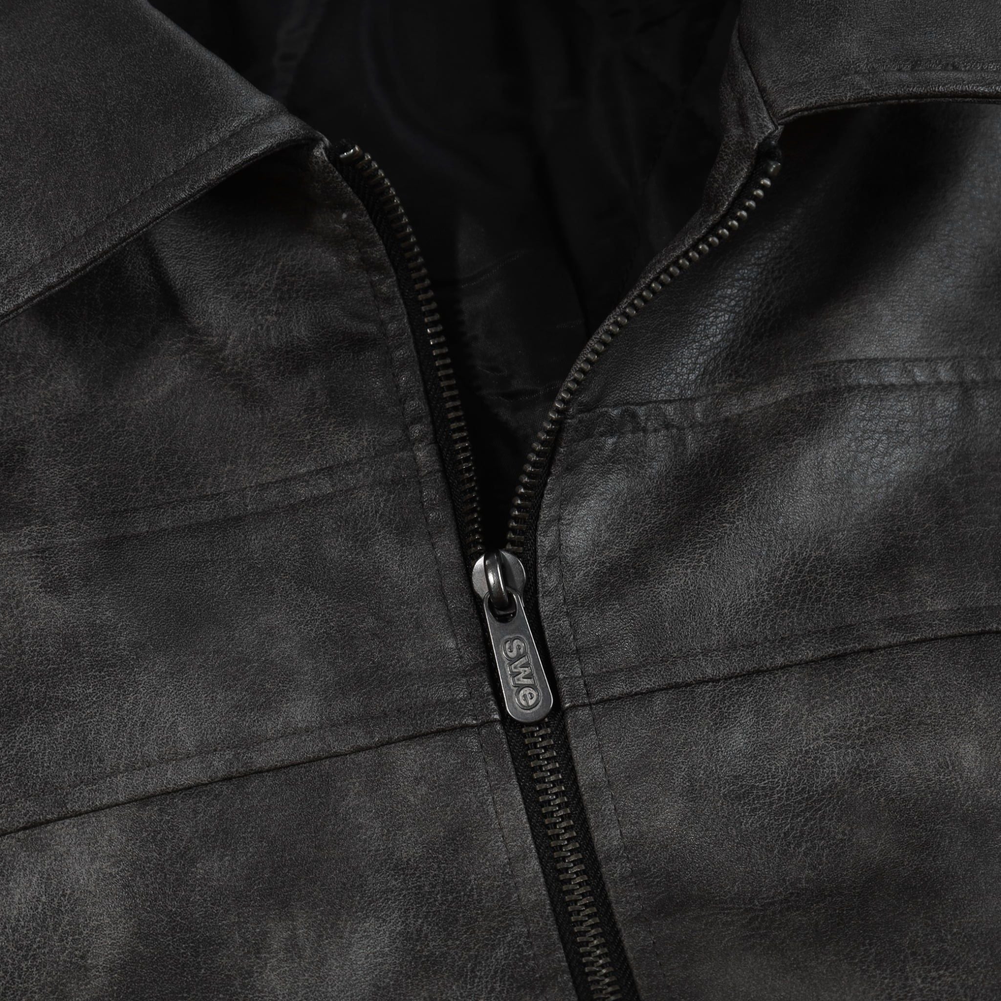  SWE STONEWASHED LEATHER JACKET - BLACK 