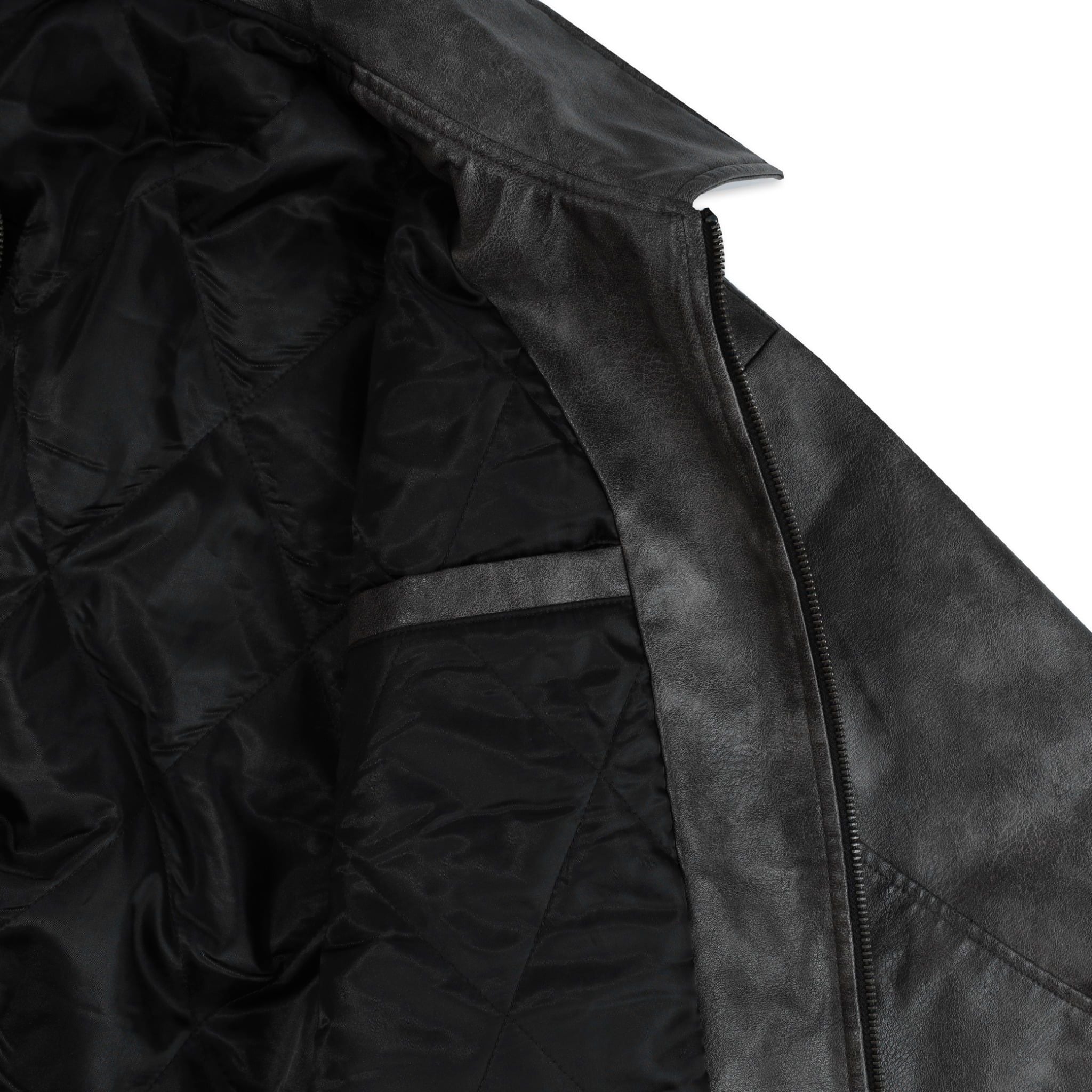  SWE STONEWASHED LEATHER JACKET - BLACK 