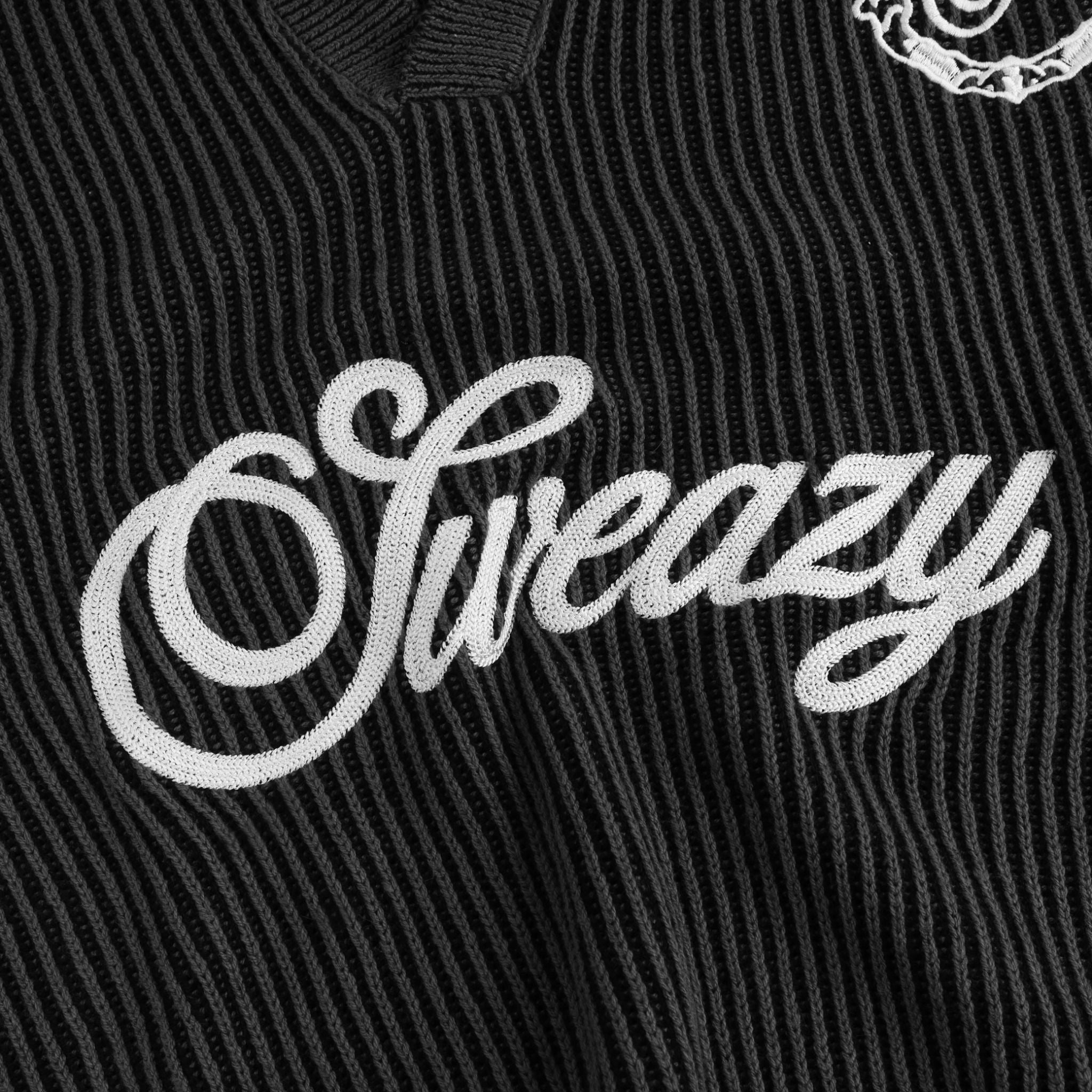  SWE L/S KNIT POLO - BLACK 