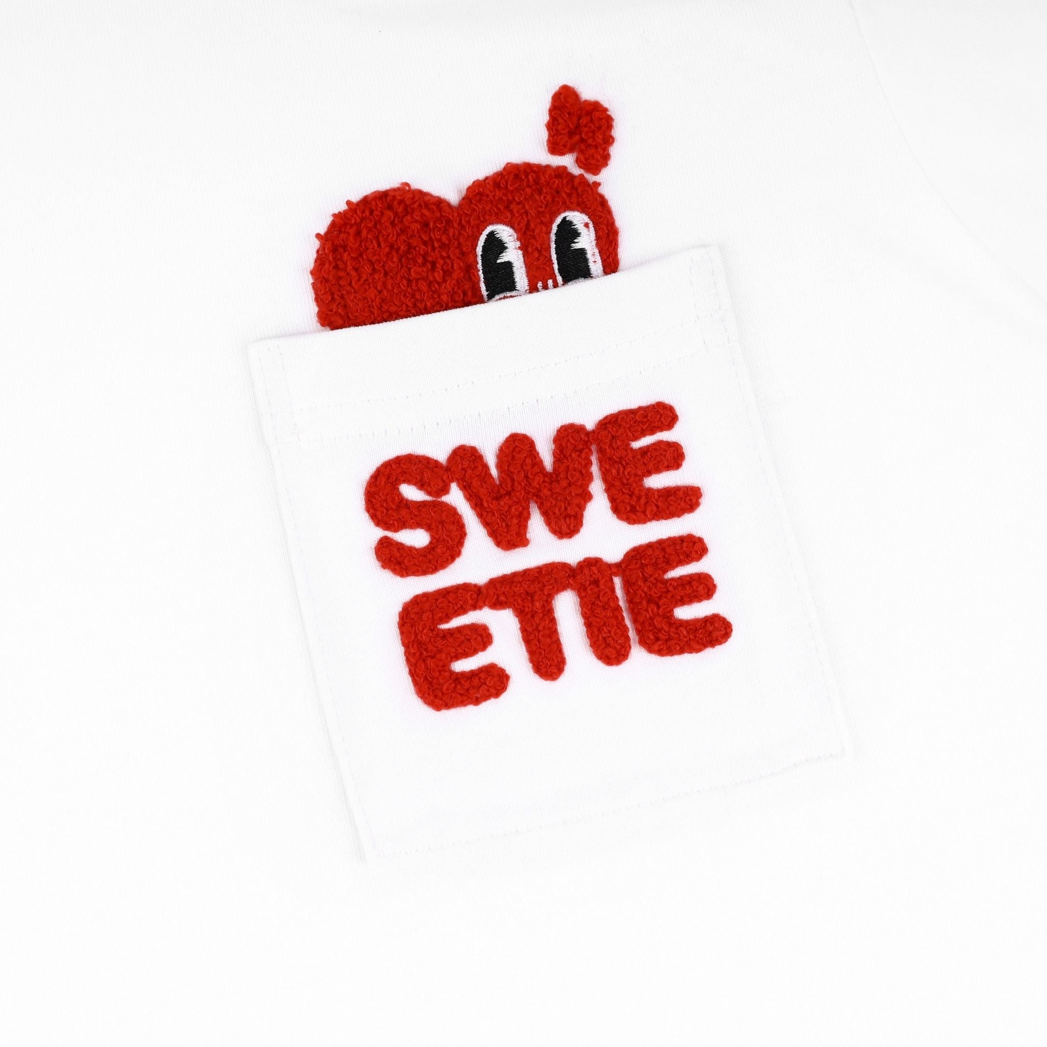  SWE PEEKING POCKET BABY TEE - WHITE 