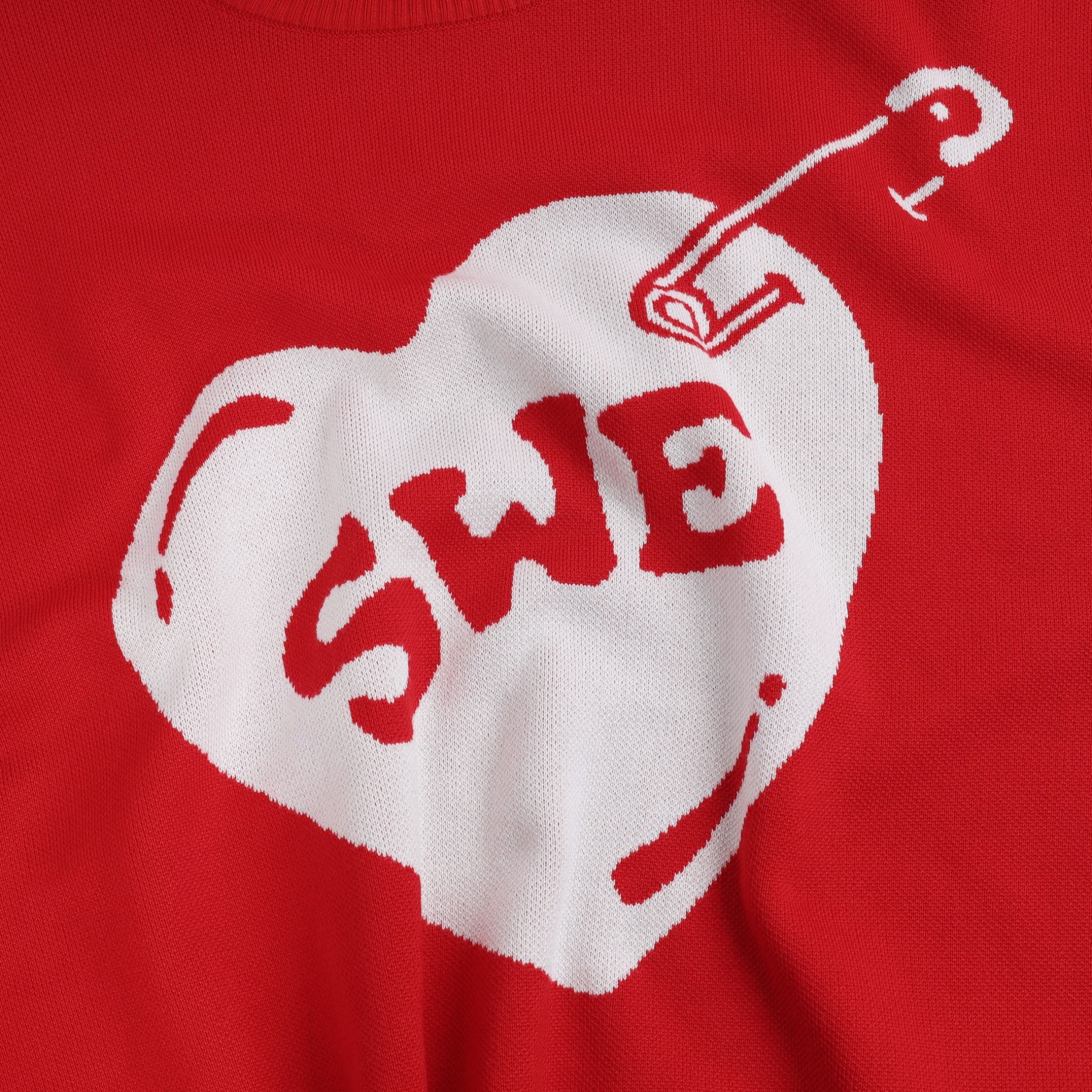  SWE PINNED LOVE KNIT SWEATER - RED 