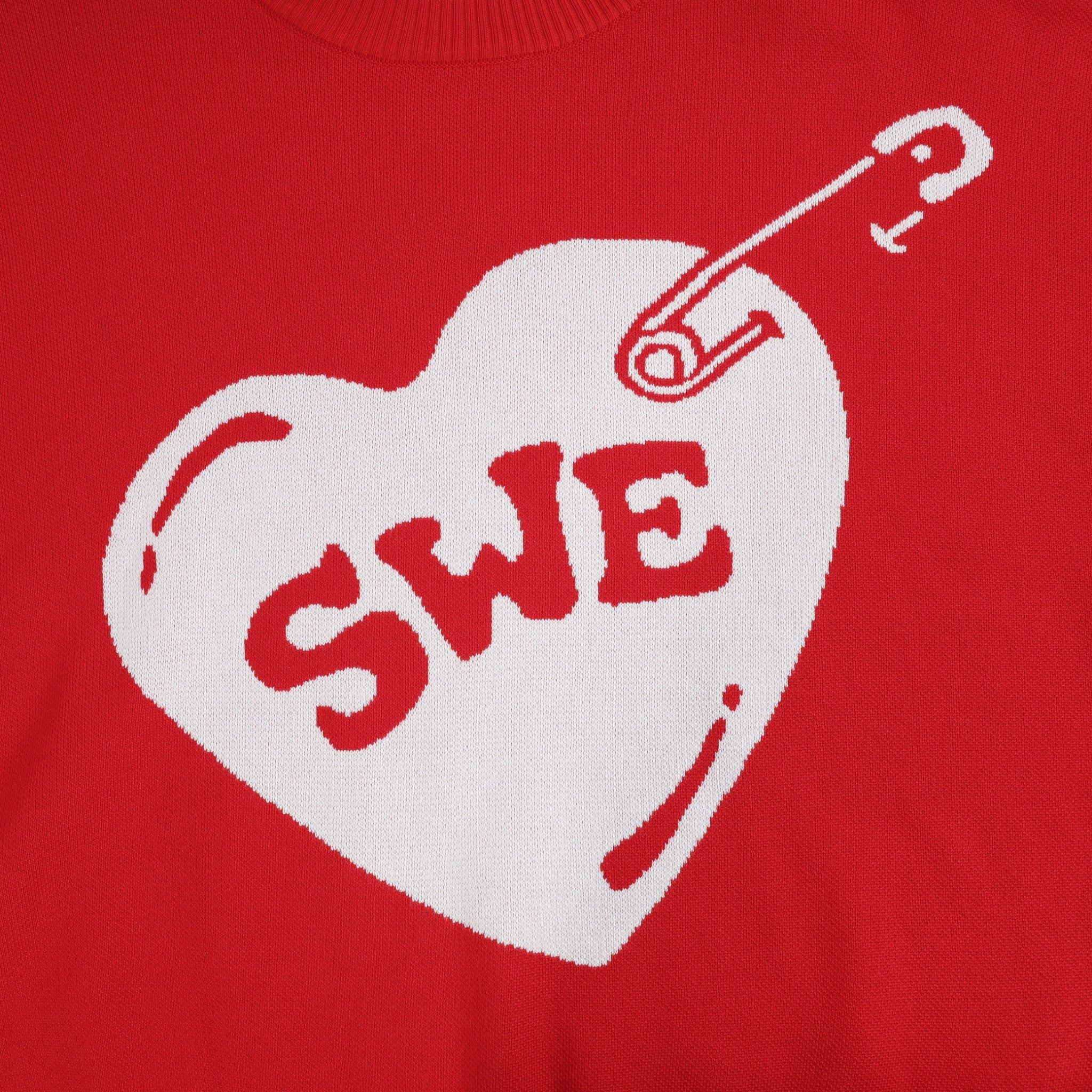  SWE PINNED LOVE KNIT SWEATER - RED 