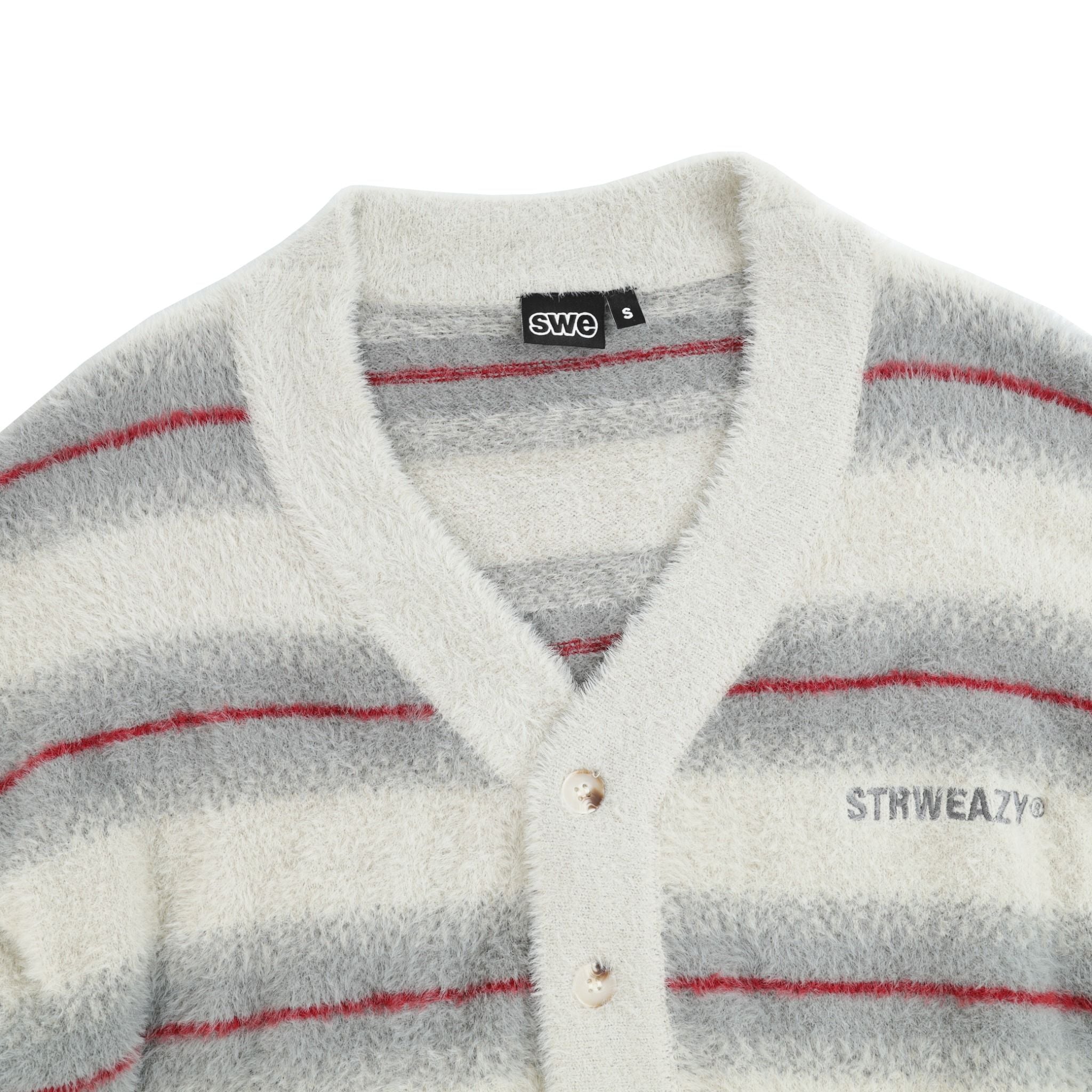  SWE MOHAIR CARDIGAN - STRIPED GRAY 