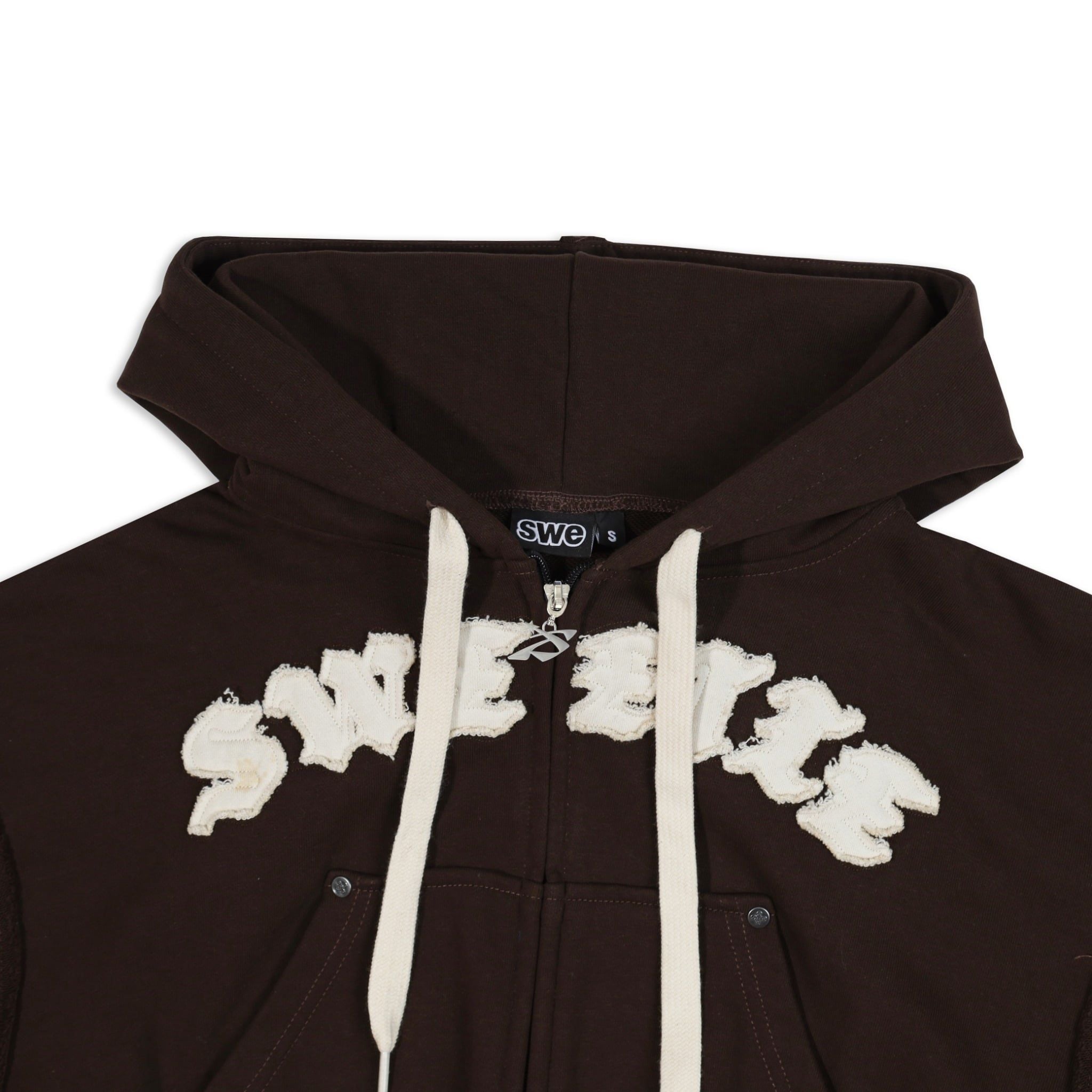 SWE ETIE CROPPED ZIP HOODIE - BROWN 